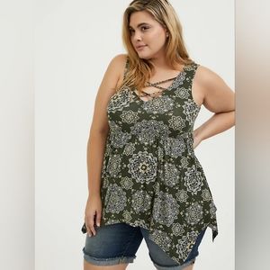 Torrid Super Soft V-Neck Strappy Handkerchief Baby Doll, Size 2